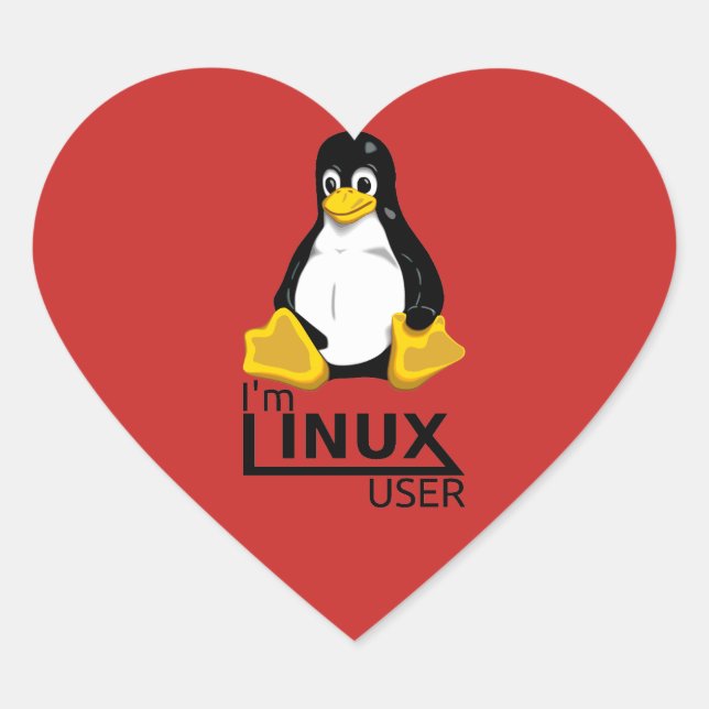 Ich bin Linux-Benutzer Herz-Aufkleber (Vorderseite)