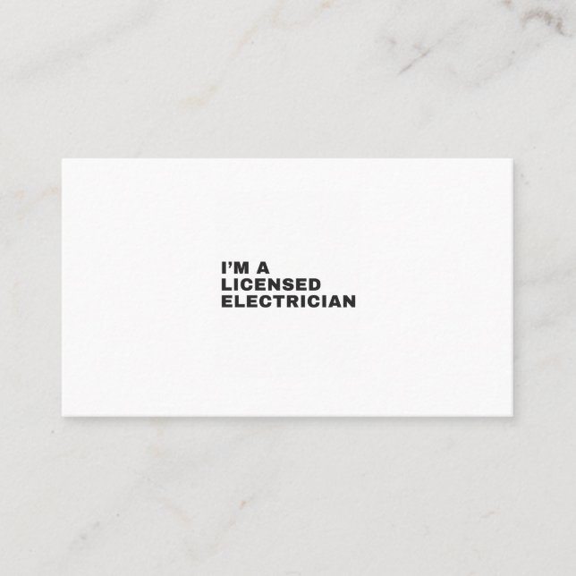 ICH BIN LIZENZIERTER ELEKTRIZITÄT VISITENKARTE (Vorderseite)