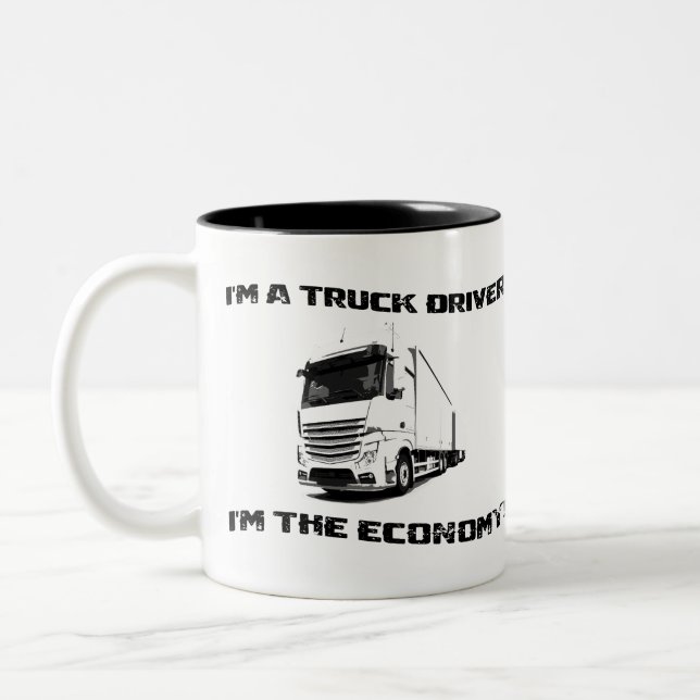 Ich bin Lkw-Fahrer und bin die Wirtschaft! Zweifarbige Tasse (Links)