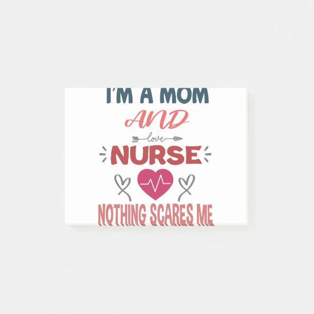 Ich bin Mama und Krankenschwester, nichts macht mi Post-it Klebezettel (Vorderseite)