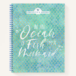 Ich bin Meerjungfrau | Aqua & Gold Mermaid-Skalenm Notizbuch