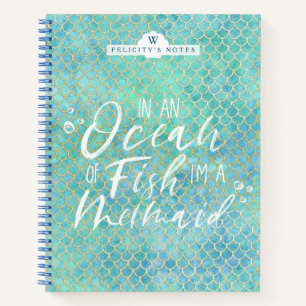 Ich bin Meerjungfrau Aqua & Gold Mermaid-Skalenm Notizbuch
