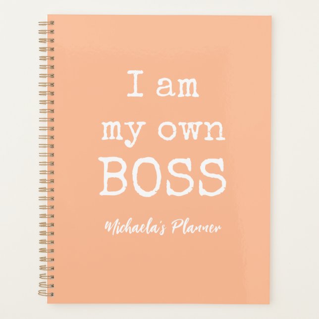 ICH BIN MEIN EIGENES BOSS|PEACH FUZZ UND WEISS PLANER (Vorderseite)