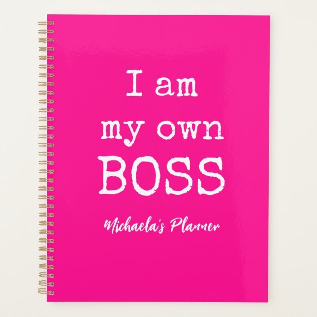ICH BIN MEIN EIGENES BOSS|PINK UND WEISS PLANER (Vorderseite)