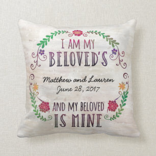 Ich bin mein geliebtes, Wedding Datums-Aquarell Kissen