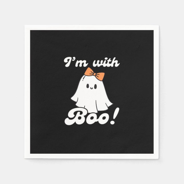 Ich bin mit Boo Funny Retro-Stil Serviette (Vorderseite)