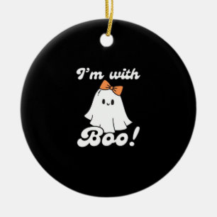 Ich bin mit Boo Lustiger Retro-Stil Keramik Ornament