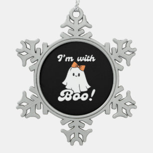 Ich bin mit Boo Lustiger Retro-Stil Schneeflocken Zinn-Ornament