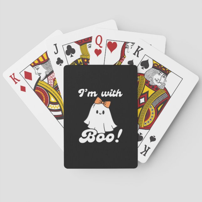 Ich bin mit Boo Lustiger Retro-Stil Spielkarten (Rückseite)