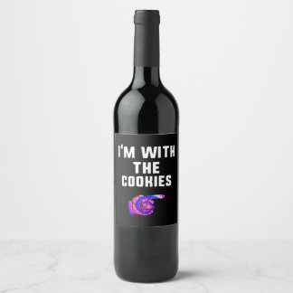Ich bin mit Cookies | Gefärbte Krawatte Funny Prod Weinetikett