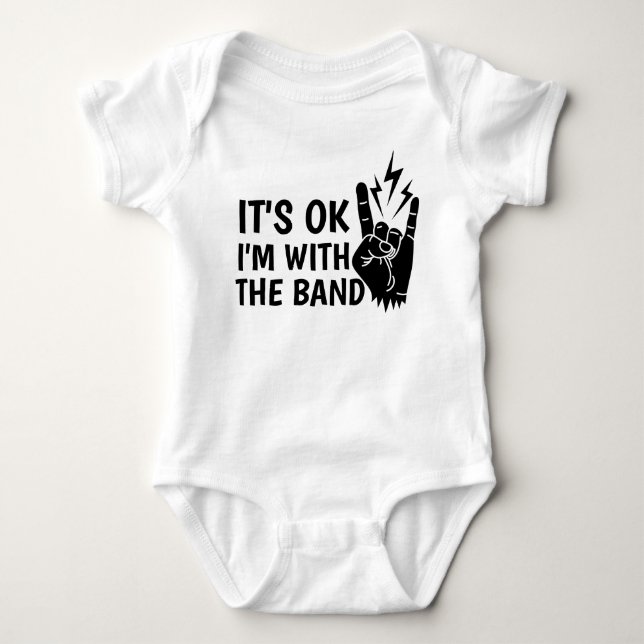 Ich bin mit dem Band Niedlich Rock Music Hipster Baby Strampler (Vorderseite)