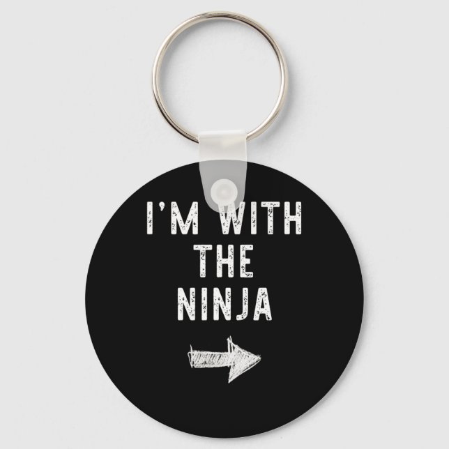 Ich bin mit dem Ninja Kostüm Halloween Matching Co Schlüsselanhänger (Vorderseite)