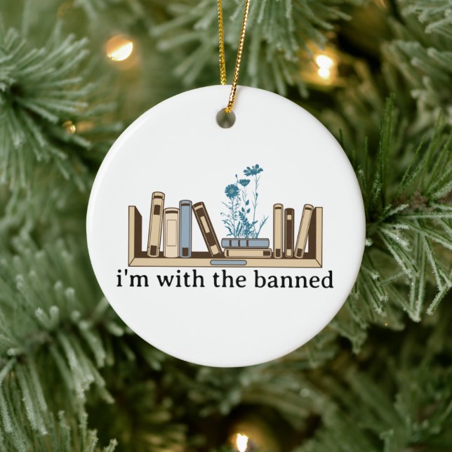 Ich bin mit den verbotenen Büchern lustig Keramik Ornament (Baum)