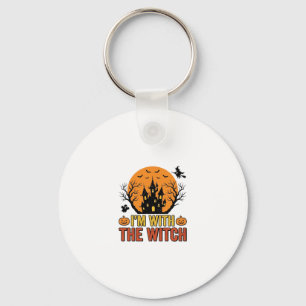 Ich bin mit der Hexe Vintage-Halloween-Schloss-Des Schlüsselanhänger