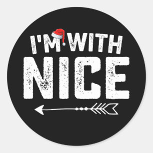 Ich bin mit einer schönen, passenden Weihnachtsfam Runder Aufkleber