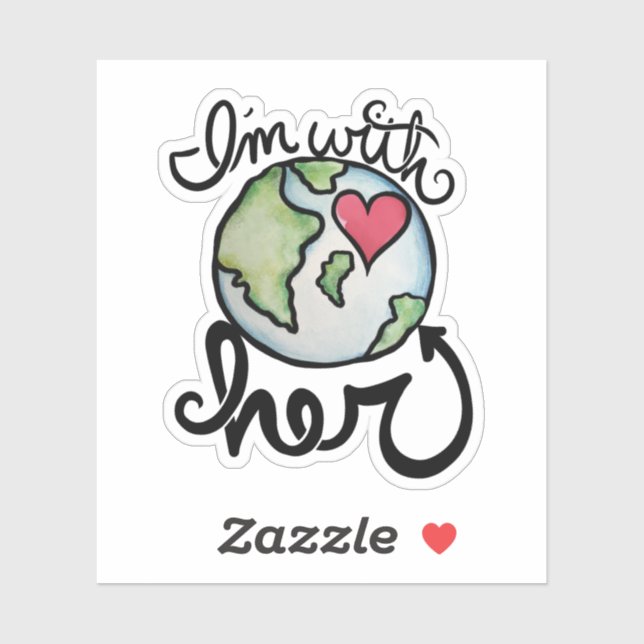 Ich bin mit HER-Earth-Day-Umweltschutz Aufkleber (Blatt)
