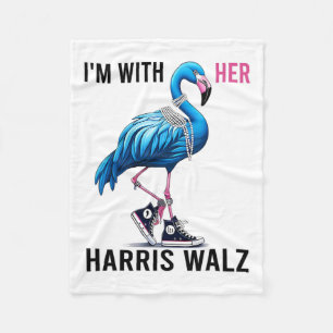 Ich bin mit ihr Harris W Flamingo Vote Blue Fleecedecke