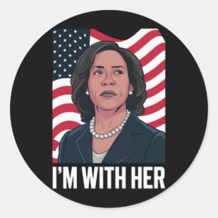 Ich bin mit ihr Kamala Wähle 2024 Präsident Runder Aufkleber