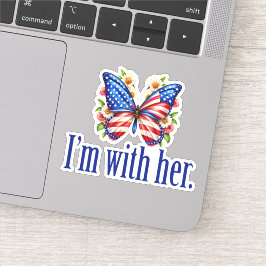 Ich bin mit ihrem Kamala für Präsident Butterfly L Aufkleber
