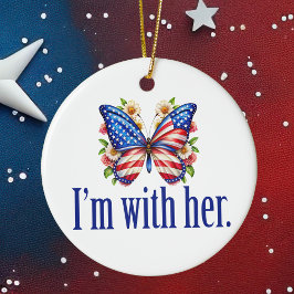 Ich bin mit ihrem Kamala Harris Butterfly Weihnach Keramik Ornament