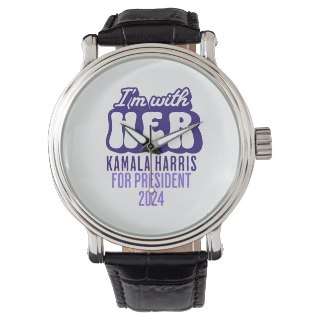 Ich bin mit ihrem Text Kamala Harris für Präsident Armbanduhr (Vorderseite)