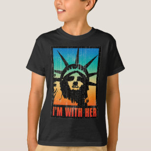 Ich bin mit ihrer Freiheitsstatue Vintage Poster T-Shirt
