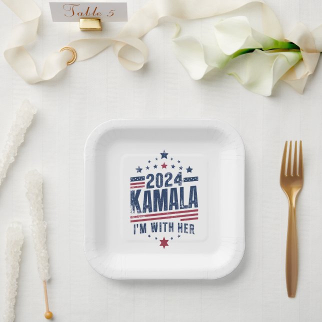 Ich bin mit ihrer Kamala-Abstimmung für 2024 Kamal Pappteller (Hochzeit)