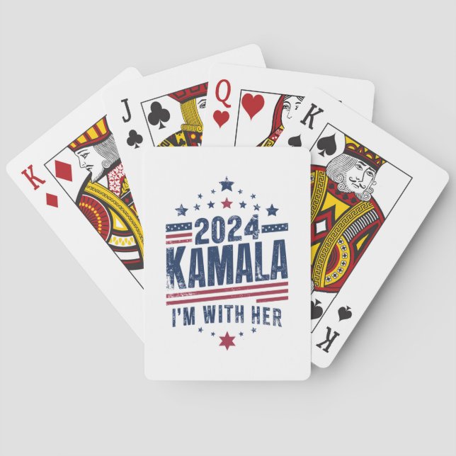 Ich bin mit ihrer Kamala-Abstimmung für 2024 Kamal Spielkarten (Rückseite)