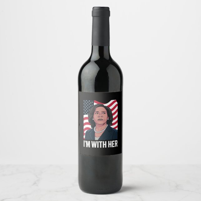 Ich bin mit ihrer Kamala-Abstimmung für den Präsid Weinetikett (Vorderseite)
