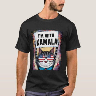 Ich bin mit Kamala Harris Walz 2024 Cat Ladys Harr T-Shirt