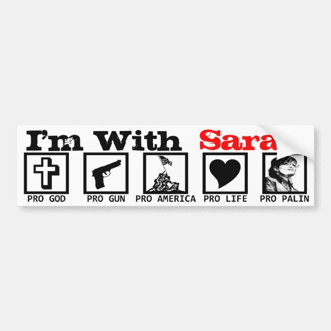 Ich bin mit Sarah! Autoaufkleber (Vorne)