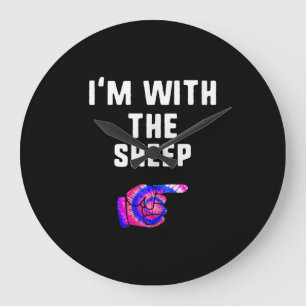Ich bin mit Schafen Gefärbte Krawatte Halloween Große Wanduhr