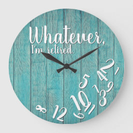 Ich bin müde Rustikal Wood Funny Retirement Blue Große Wanduhr