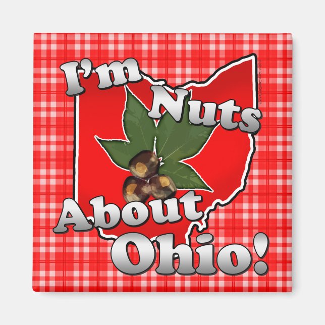 Ich bin Nackt über Ohio, Funny Red Buckeye Nut Magnet (Vorne)