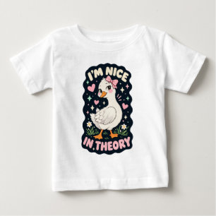 Ich bin nett in der Theorie Gänse Humor Baby T-shirt