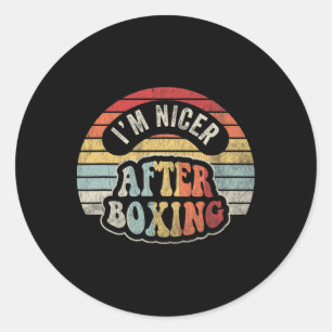 Ich bin netter nach dem Boxen von Retro-Stil Runder Aufkleber