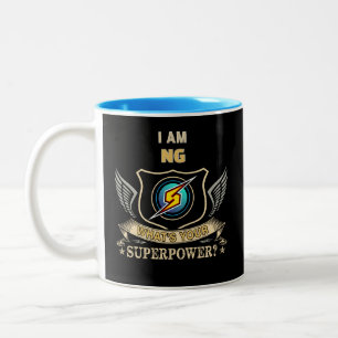 Ich bin NG, was ist dein Superheld? Zweifarbige Tasse