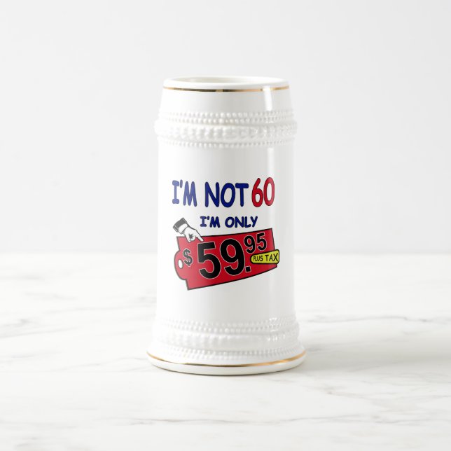 Ich bin nicht 60 Spaß Geburtstag Stein Bierglas (Mittel)