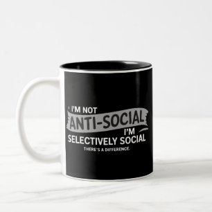 Ich bin nicht asozial, ich bin selektiv sozial lus zweifarbige tasse