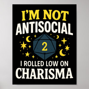 Ich bin nicht asozial - Lustiger Tabletop-RPG-Spie Poster
