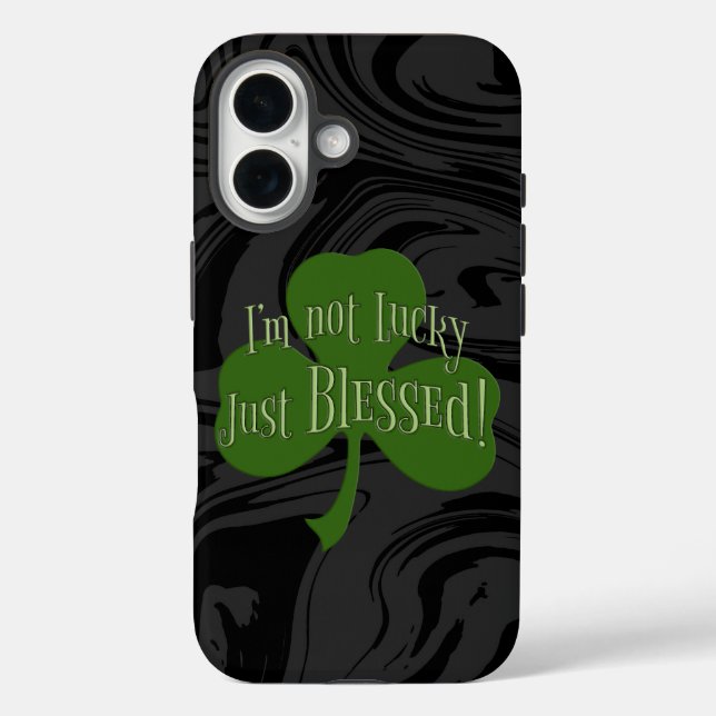 Ich bin nicht glücklich, nur gesegnetes Kleeblatt  iPhone 16 Hülle (Rückseite)