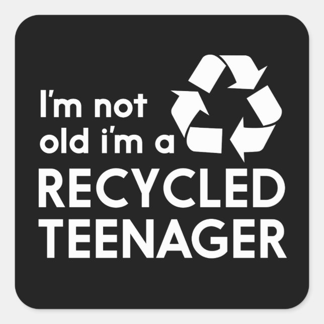 Ich bin nicht, ich bin ein gerecycelter quadratischer aufkleber (Vorderseite)