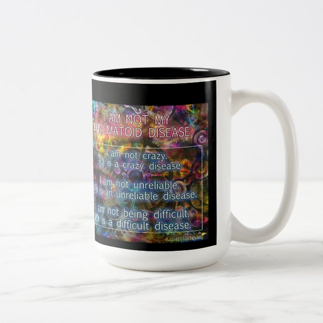 Ich bin nicht meine rheumatische Krankheits-Tasse Zweifarbige Tasse (Rechts)