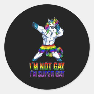 Ich bin nicht schwul, ich bin Super Gay Runder Aufkleber