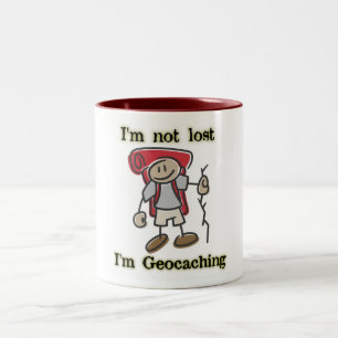 "Ich bin nicht verlorene" Geocaching Grafik auf Zweifarbige Tasse
