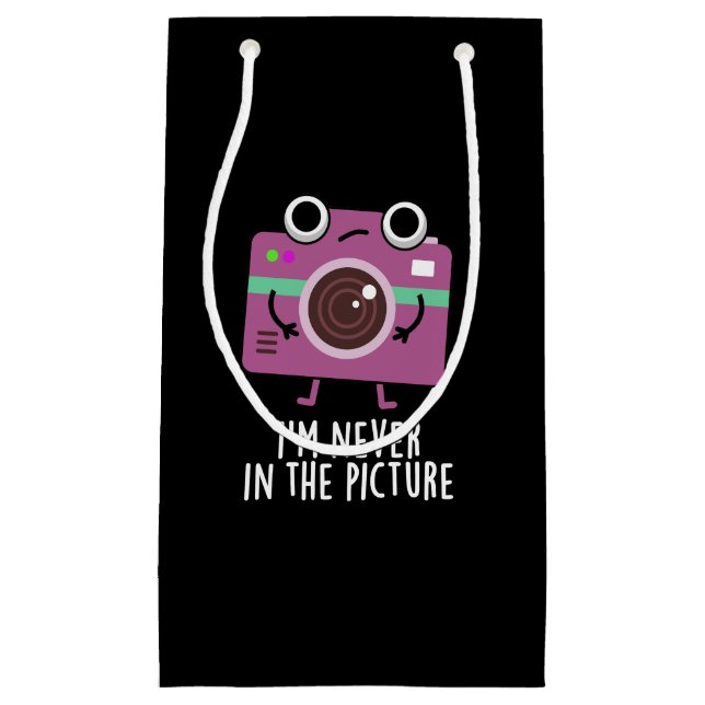 Ich bin nie in der Fotokamera pun Dark BG Kleine Geschenktüte (Vorderseite)