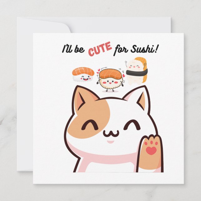 Ich bin niedlich für Sushi - Sushi Party einladen (Vorderseite)