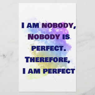 Ich bin niemand, ich bin perfekt. FUNNY und farben Briefpapier