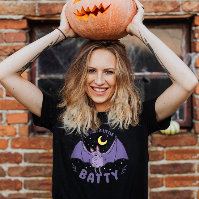 Ich bin nur ein bisschen Batty Funny Halloween Bat T-Shirt (Funny Halloween Batty Bat Pun T-Shirt)
