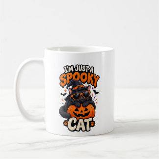 Ich bin nur ein Gruselkatze Halloween-Schwarzkatze Kaffeetasse